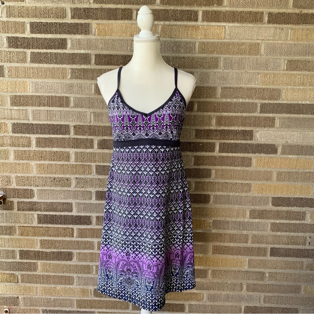 Athleta Shorebreak Swim Dress Geometric Print Racerback Bombay Purple Size Small